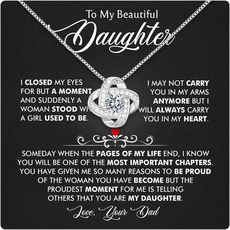 Larvincy To My Daughter Necklace From Dad With Heartfelt Message & Elegant Box, Gifts For Daughter From Father, Beautiful Jewelry Gift From Love Daddy On Graduation, Birthday, Wedding, Christmas - Image 1